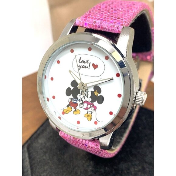 Disney Women's Watch Mickey Minnie Mouse Quartz White Dial Pink Band WDS000345 - Picture 1 of 14